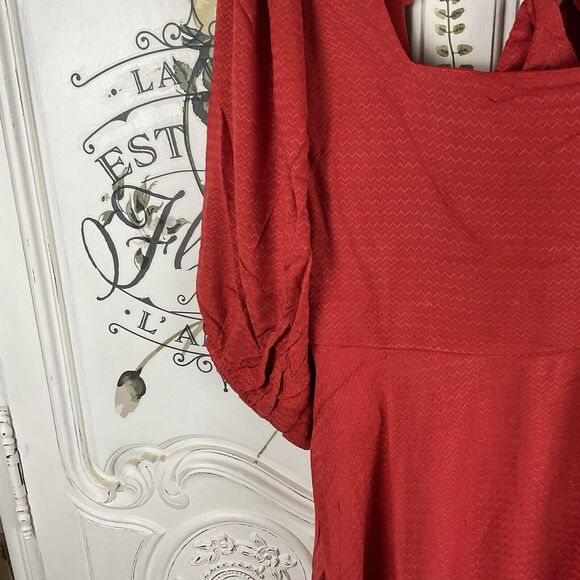Band of the Free Josette Aurora Red Puff Sleeve Dress, Size XS NWT - Picture 6 of 16